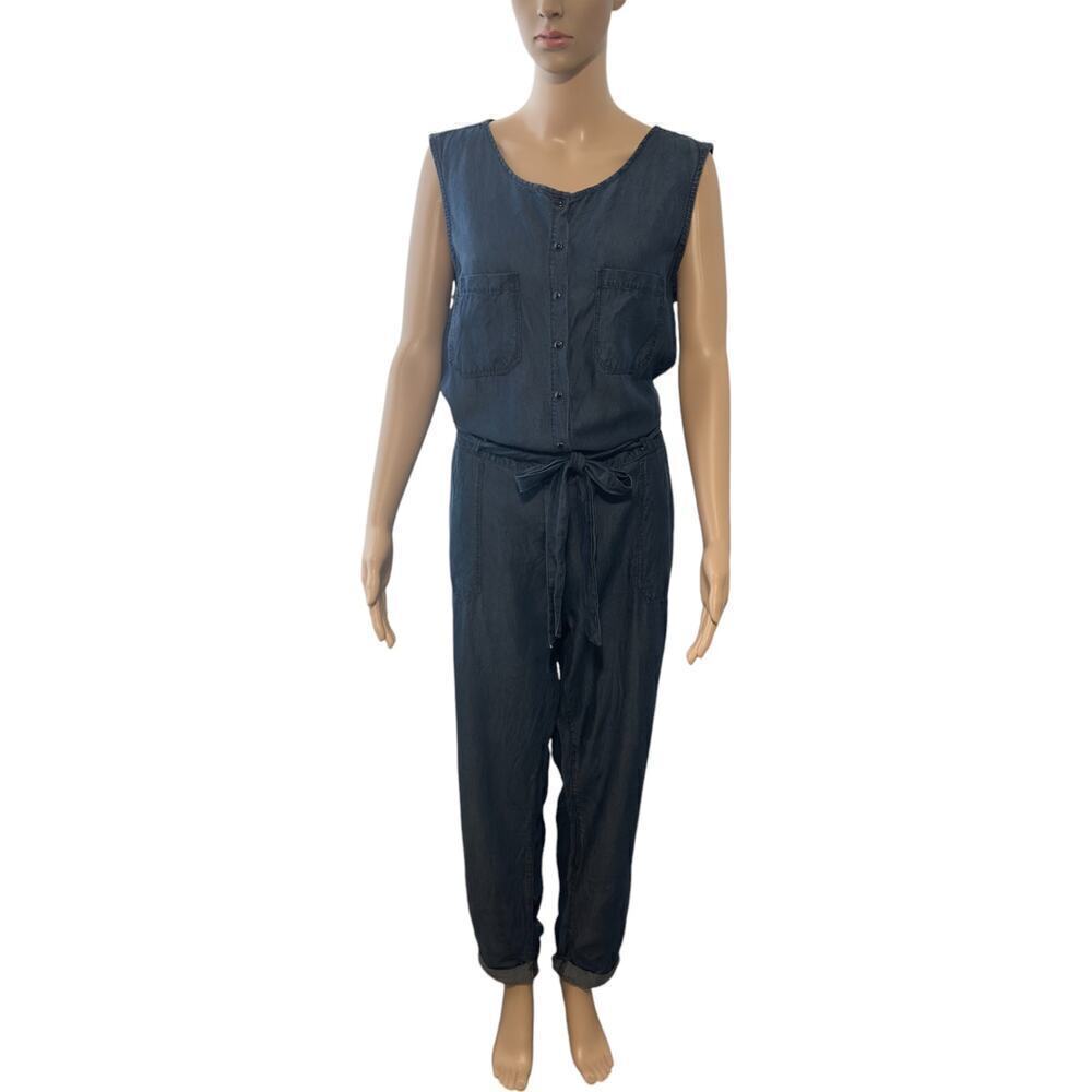 Morgan City Blue Chambray Sleeveless Jumpsuit (L) - Picture 2 of 12